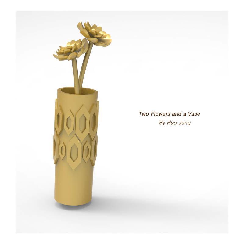  İki Çiçek Ve Bir Vazo Minyatür Plastik Aparat